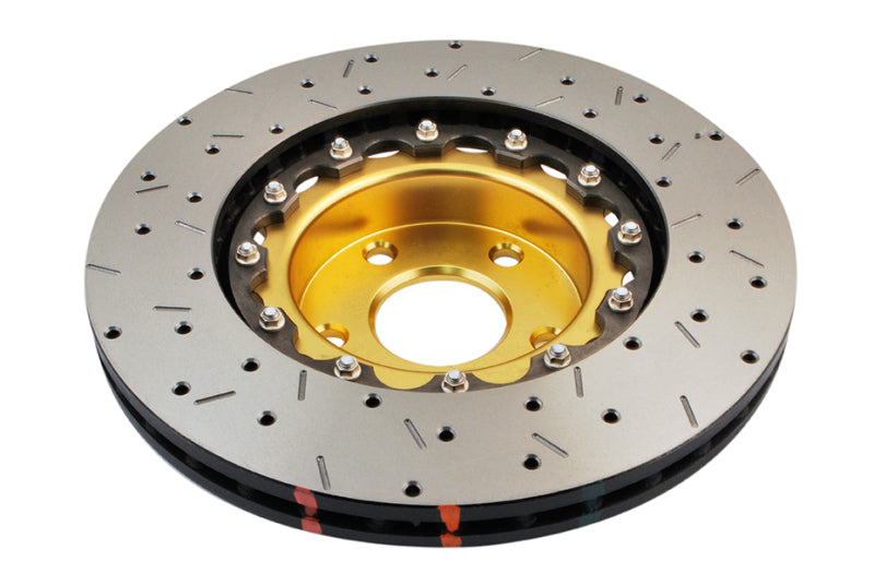 DBA 02-10 WRX / 13+ FR-S / 13+ BRZ Premium Front Drilled & Slotted 5000 Series Rotor w/ Gold Hat - DBA5010GLDXS