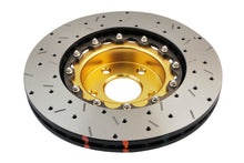 Load image into Gallery viewer, DBA 02-10 WRX / 13+ FR-S / 13+ BRZ Premium Front Drilled &amp; Slotted 5000 Series Rotor w/ Gold Hat - DBA5010GLDXS