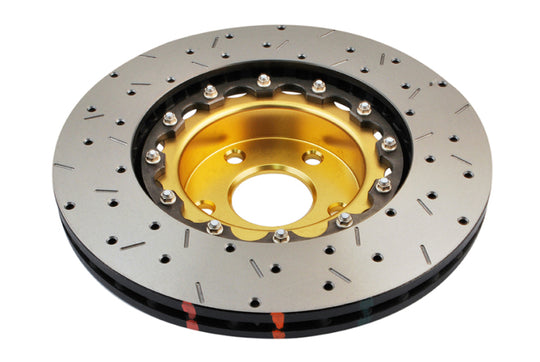 DBA 02-10 WRX / 13+ FR-S / 13+ BRZ Premium Front Drilled & Slotted 5000 Series Rotor w/ Gold Hat - DBA5010GLDXS