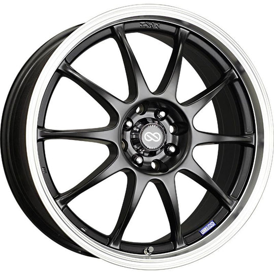 Enkei J10 16x7 5x112/114.3 38mm Offset 72.62mm Bore Dia Black w/ Machined Lip Wheel - 409-670-26BK