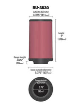 Load image into Gallery viewer, K&amp;N Universal Rubber Filter 3.75in FLG x 5.375in Base x 5.375in Top x 7in Height - RU-3530
