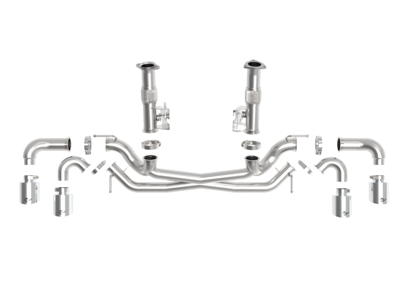aFe MACH Force-Xp 3in to 2-1/2in 304SS Cat-Back (No Muff.) 2020 Chevy Corvette 6.2L- Polished Tip - 49-34127NM-P