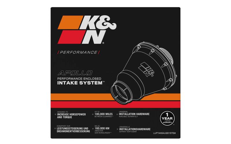 K&N Universal Apollo Black Cold Air Intake - 70mm OD FLG PP - RC-5052AB