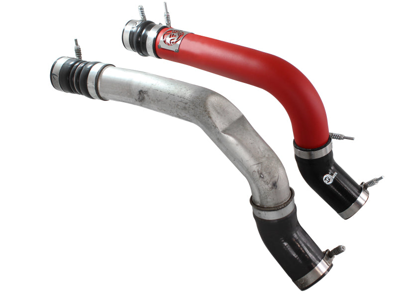 aFe BladeRunner 3in Red Intercooler Tubes Hot & Cold Side Kit for 13-14 Dodge RAM Diesel 6.7L (td) - 46-20134-R
