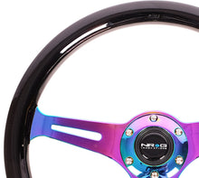 Load image into Gallery viewer, NRG Classic Wood Grain Steering Wheel (350mm) Black Paint Grip w/Neochrome 3-Spoke Center - ST-015MC-BK