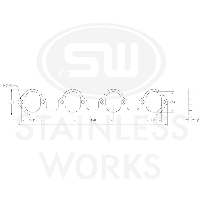 Stainless Works Big Block Ford Flat Tall Oval Port Header 304SS Exhaust Flanges 2-1/4in Primaries - HFBBF1225
