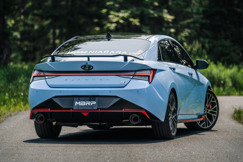 MBRP 22-23 Hyundai Elantra N 2.0L Turbo T304 5in OD CF Tips Dual Outlet 3in Cat Back Exhaust - S47103CF