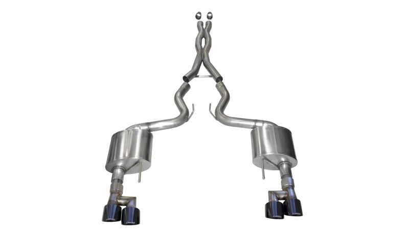 Corsa 18-23 Ford Mustang 5.0L V8 3in Sport Cat-Back Dual Rear Exit w/ 4in Black PVD Pro-Series Tips - 21042BLK