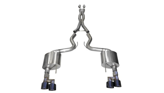 Corsa 18-23 Ford Mustang 5.0L V8 3in Xtreme Cat-Back Dual Rear Exit w/ 4in Black PVD Pro-Series Tips - 21040BLK