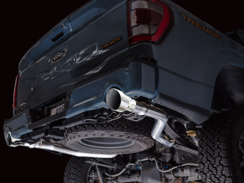 AWE Tuning 2021+ Ford F150 Tremor w/ Bumper Cutouts 0FG Non-Resonated Cat-Back w/ Chrome Silver Tips - 3020-32402