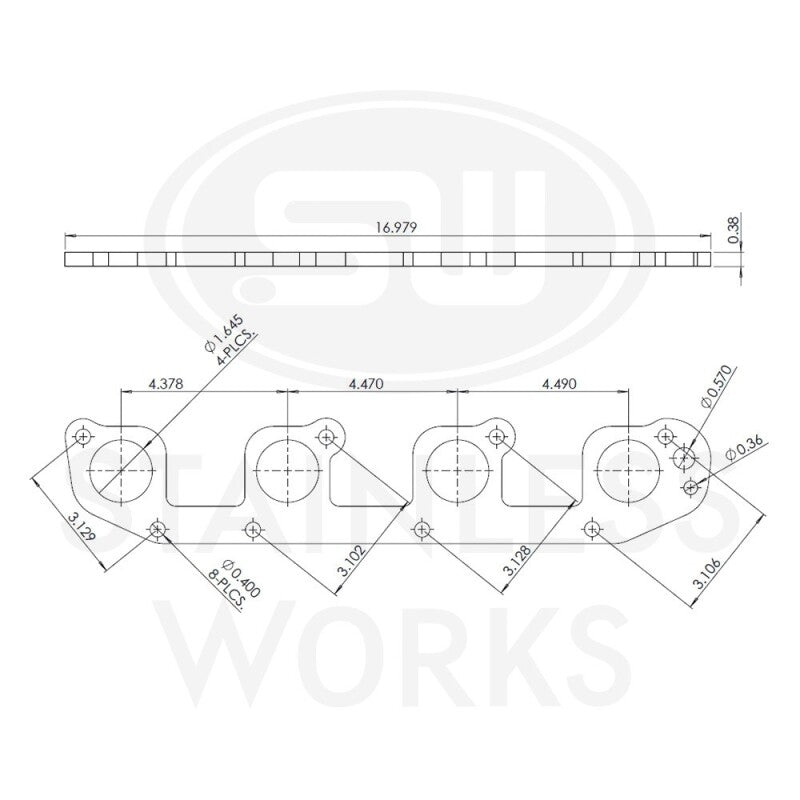 Stainless Works Hemi 5.7L Round Port Header 304SS Exhaust Flanges 1-5/8in Primaries - HF57H163
