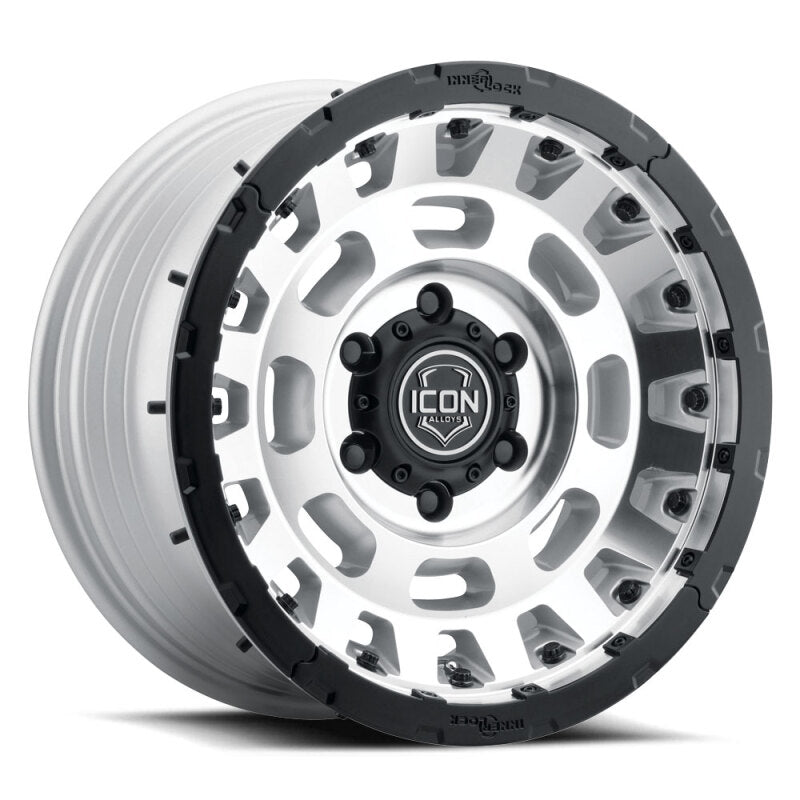 ICON Hammer Pro 17x8.5 / 5x5 / -6mm / 4.5in BS - Silver Machined - 21017857345SM