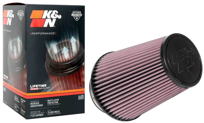 K&N Universal Clamp-On Air Filter 4in FLG / 6-1/2in B / 4-1/2in T / 8in H - RU-1027