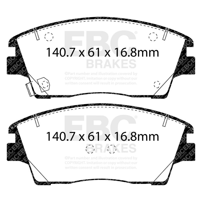 EBC 2017+ Hyundai Elantra 1.6L Turbo Greenstuff Front Brake Pads - DP23053