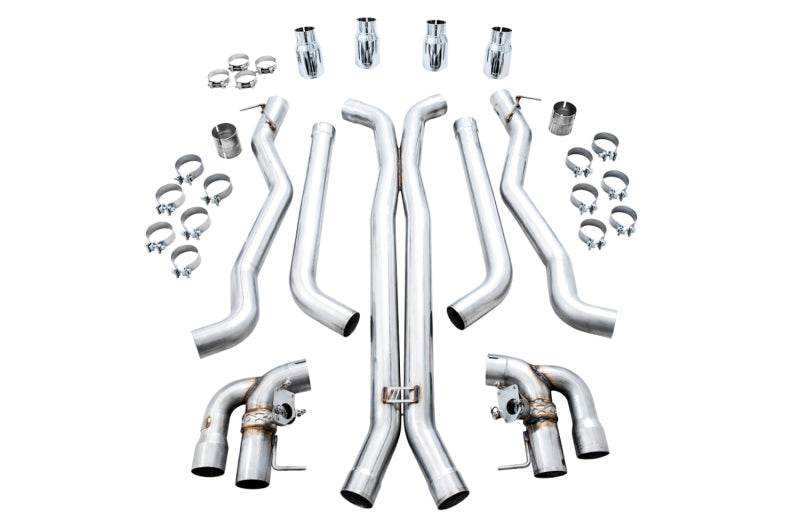 AWE Tuning 18-19 BMW M5 (F90) 4.4T AWD SwitchPath Cat-Back Exhaust - Chrome Silver Tips - 3025-42062
