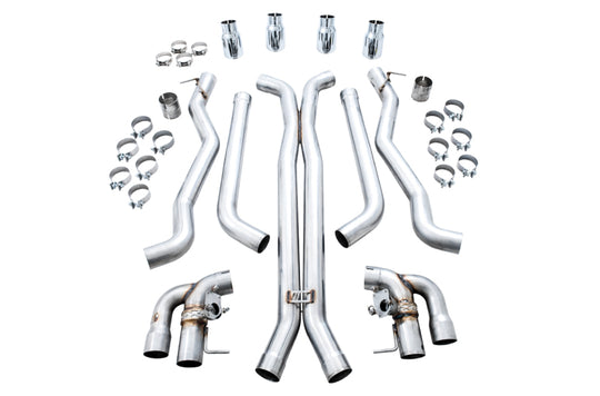 AWE Tuning 18-19 BMW M5 (F90) 4.4T AWD SwitchPath Cat-Back Exhaust - Chrome Silver Tips - 3025-42062