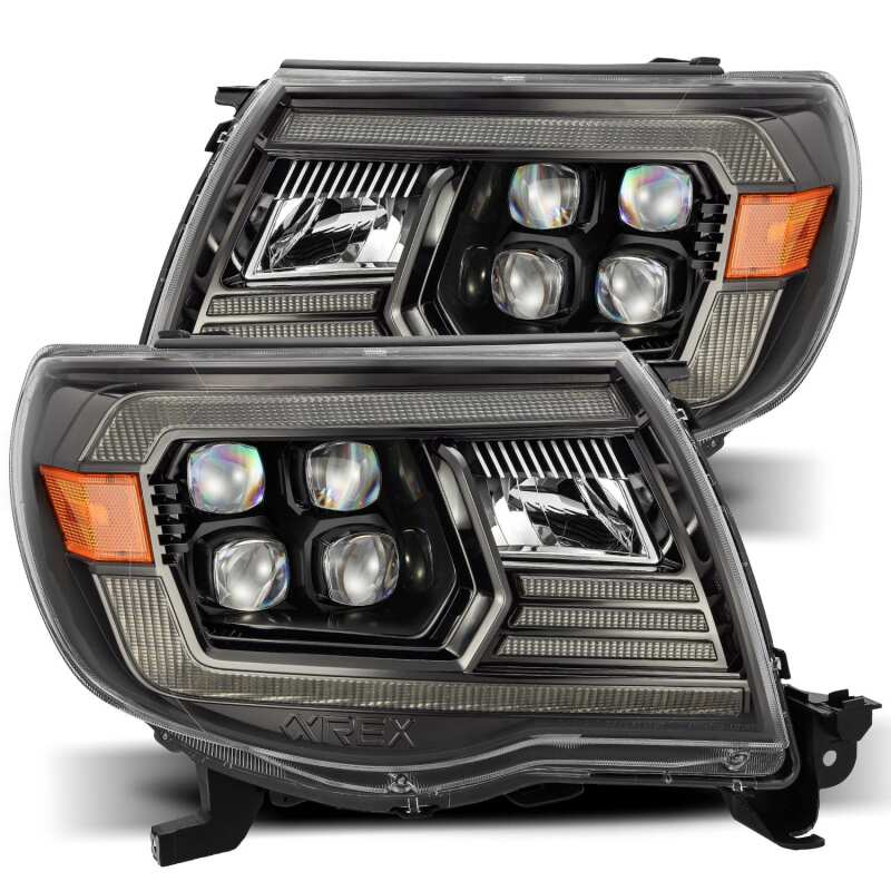 AlphaRex 05-11 Toyota Tacoma NOVA LED Projector Headlights Plank Style Alpha Black w/Actv Light/DRL - 880744