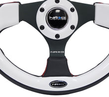 Load image into Gallery viewer, NRG Reinforced Steering Wheel (320mm) Blk w/White Trim &amp; 4mm 3-Spoke - RST-001WT