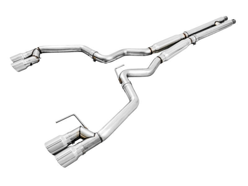 AWE Tuning 2018+ Ford Mustang GT (S550) Cat-Back Exhaust - Track Edition (Quad Chrome Silver Tips) - 3020-42064