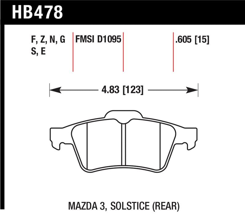 Hawk 13-14 Ford Focus ST / Mazda/ Volvo DTC-60 Race Rear Brake Pads - HB478G.605