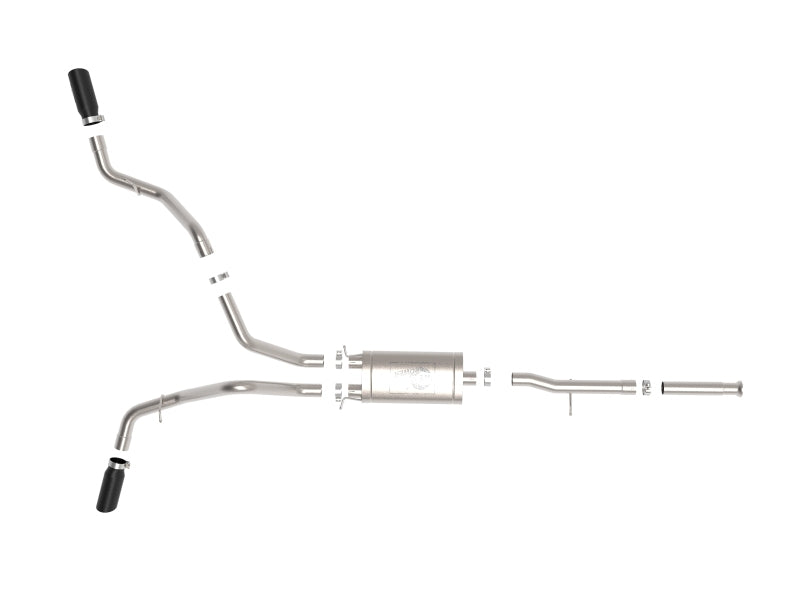 aFe Apollo GT Cat-Back Exhaust GM Trucks 09-18 V6-4.3L/V8-4.8/5.3L-Dual Rear-Side Exit Black Tips - 49-44134-B