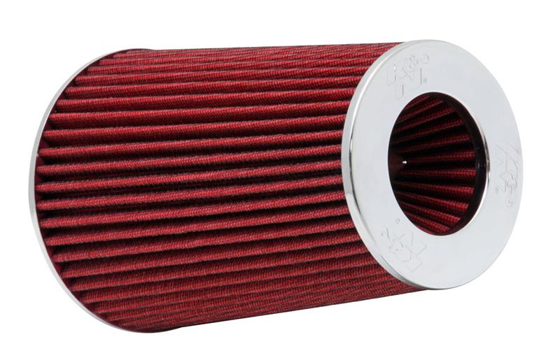 K&N Universal Air Filter Chrome Round Tapered Red -4in Flange ID x 1.125in Flange Length x 5.5in H - RG-1002RD-L