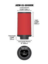 Load image into Gallery viewer, AEM 4 in x 9 in Dryflow Element Filter - 21-2059DK