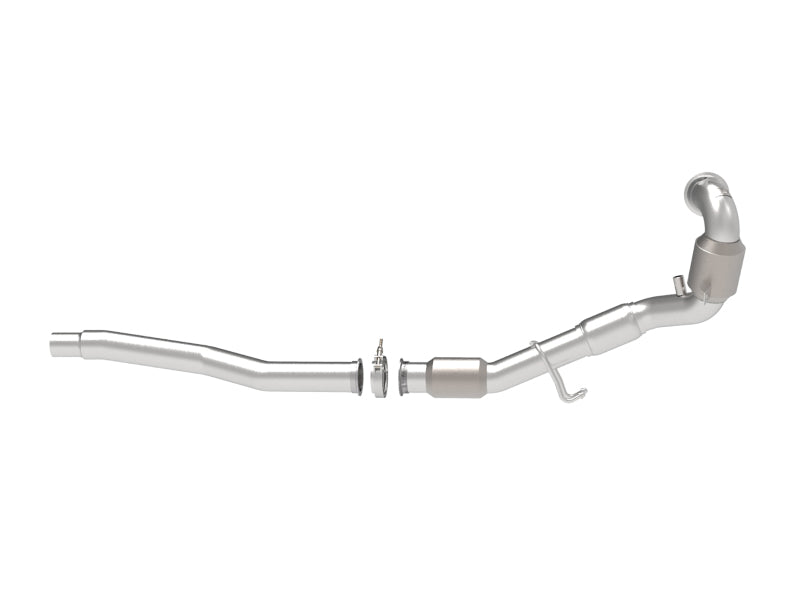 aFe Power Twisted Steel Down Pipe 3in 304 Stainless Steel w/ Cat 15-18 VW Golf R MKVII L4-2.0L (t) - 48-36411-1YC