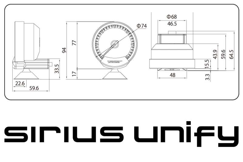 GReddy Sirius Unify Fuel Pressure Gauge Set (Sirius Meter w/Fuel Press Sensor Set & Vision Disp) - 16001744