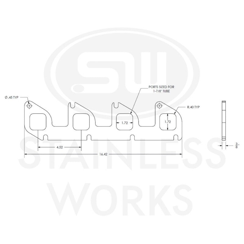Stainless Works Ford 6.2L Square Port Shaped Header 304SS Exhaust Flanges 1-7/8in Primaries - HFFTR6.2188