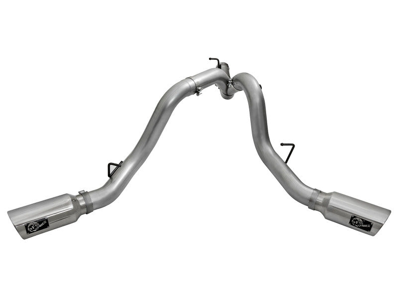 aFe LARGE Bore HD 4in Dual DPF-Back SS Exhaust w/Polished Tip 16-17 GM Diesel Truck V8-6.6L (td) LML - 49-44080-P
