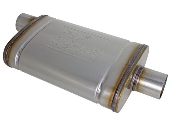 aFe MACH Force-Xp Muffler 2-1/2 IN ID Offset/Center x 9 IN W x 4 IN H x 14 IN L - Oval Body - 49M00029