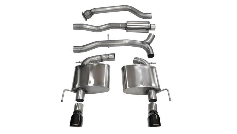Corsa 2013-2019 Cadillac ATS Sedan 2.0L A/T Black Sport Dual Rear Cat-Back Exhaust - 14888BLK