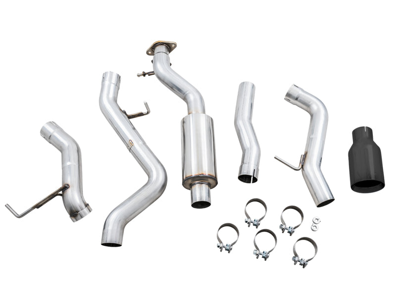 AWE Tuning 2021+ Ford Bronco 0FG Single Rear Exit Exhaust w/Diamond Black Tip & Bash Guard - 3015-23789