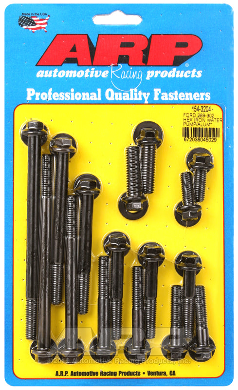 ARP Ford 289-302 Hex Iron Water Pump and Front Cover Bolt Kit - 154-3204