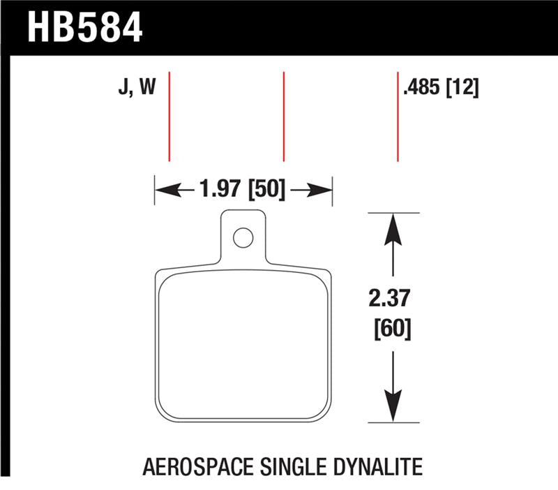 Hawk Aerospace Single Dynalite 12mm Thickness DTC-30 Race Brake Pads - HB584W.485