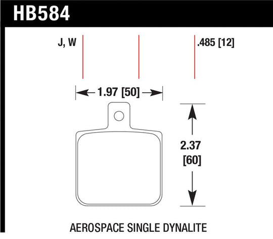 Hawk Aerospace Single Dynalite 12mm Thickness DTC-30 Race Brake Pads - HB584W.485