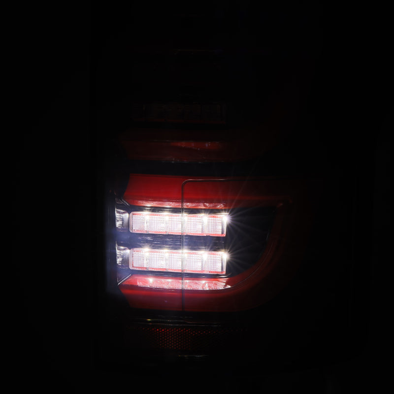 AlphaRex 15-20 Ford F-150 Luxx LED Tail Lights (Pair) Black/Red (Not For Blind Spot Sensor Models) - 652050