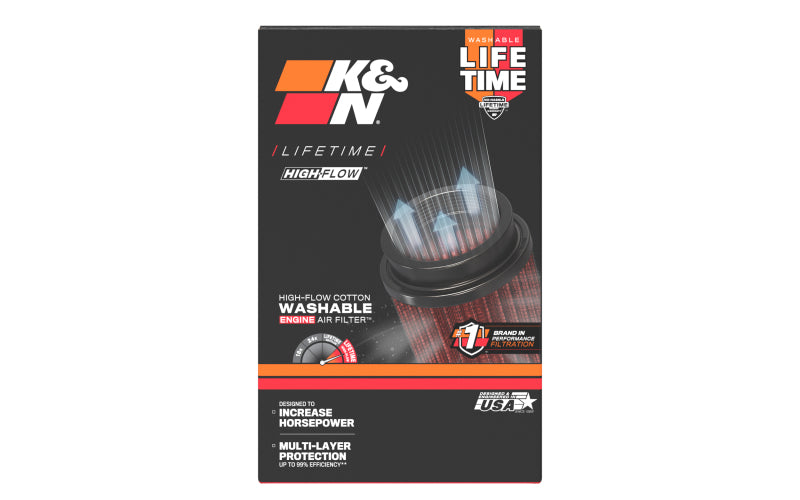 K&N Filter Universal Rubber Filter 2 7/16 inch 20 Degree Flange 3 3/4 inch OD 6 inch Height - RU-1770