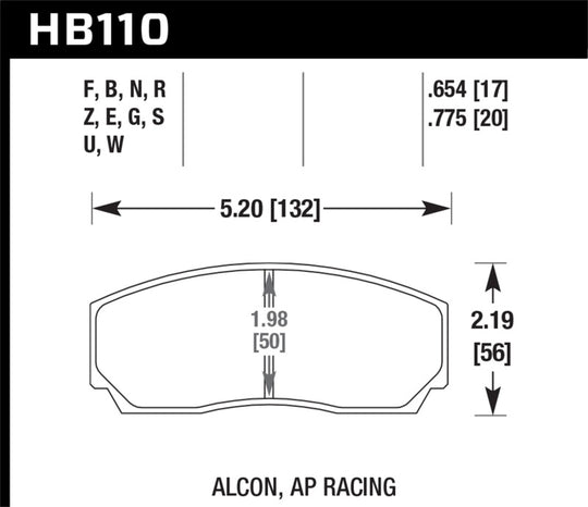 Hawk HPS 5.0 AP Racing w/ 0.654 Thickness Performance Street Brake Pads - HB110B.654