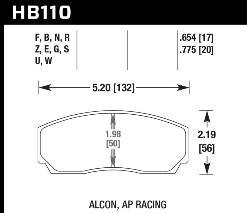 Hawk AP CP2279 / CP3788 / CP3789 / C5835 / C5880 / C5830 (SC430) Caliper DTC-70 Race Brake Pads - HB110U.775