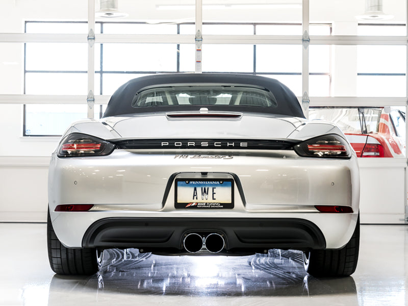AWE Tuning Porsche 718 Boxster / Cayman SwitchPath Exhaust (PSE Only) - Chrome Silver Tips - 3025-32020