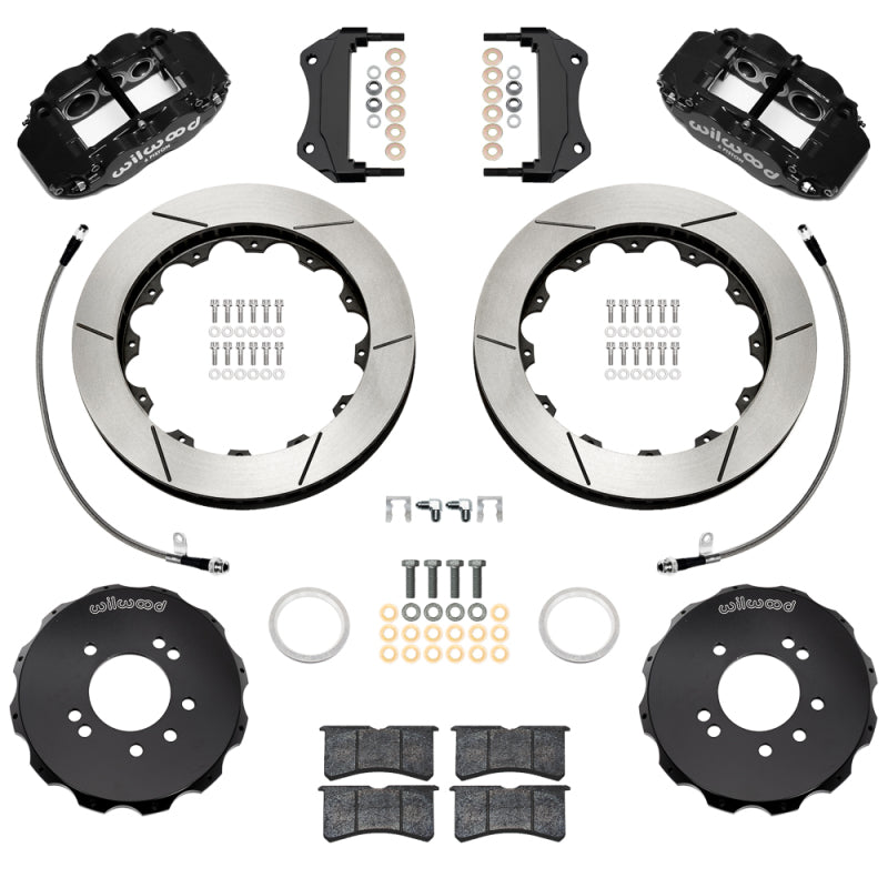 Wilwood 99-02 Nissan Skyline Superlite 6R Front BBK w/ 12.88in Slotted Rotors & Flexlines - Black - 140-18256