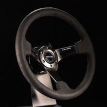 Load image into Gallery viewer, NRG Reinforced Steering Wheel (350mm / 3in. Deep) Black Leather w/ Alcantara Stitching - RST-018SA