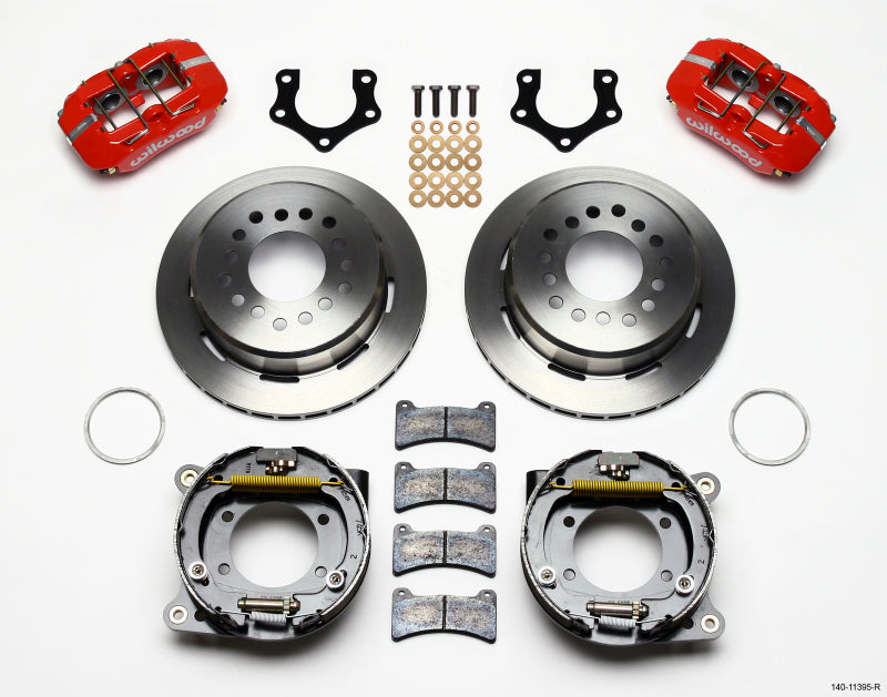 Wilwood Dynapro Low-Profile 11.00in P-Brake Kit - Red Mopar/Dana 2.36in Off w/Snap Ring Bearing - 140-11395-R
