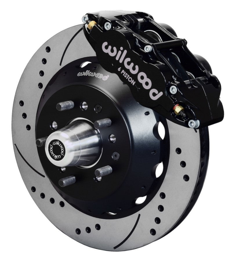 Wilwood Narrow Superlite 6R Dust-Seal Front Hub Kit 14.00in Drilled 1965-1969 Mustang Drum Spindle - 140-15407-D