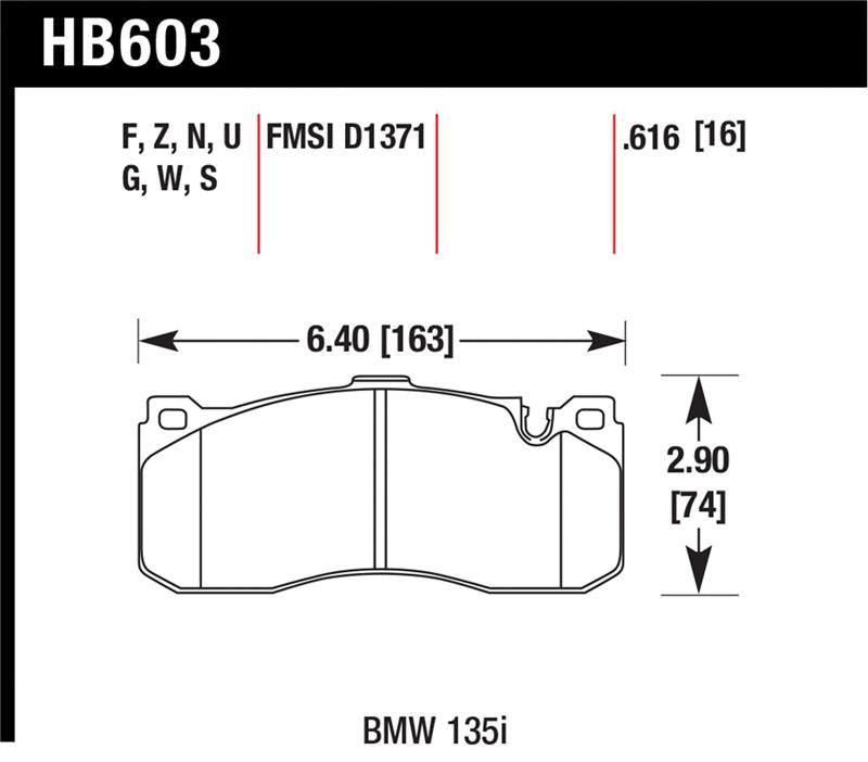 Hawk BMW 135i DTC-70 Race Front Brake Pads - HB603U.616