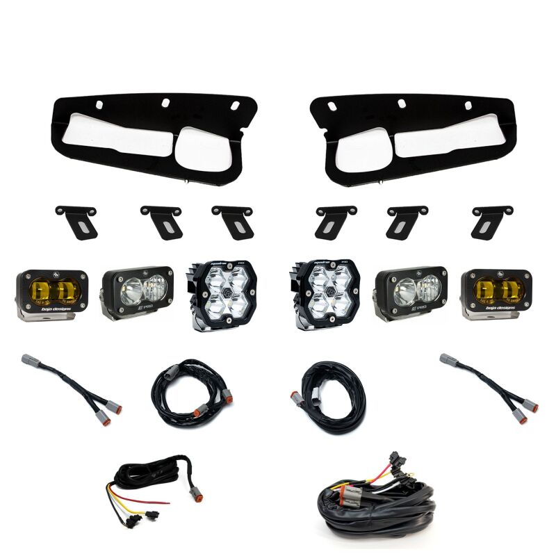 Baja Designs 21-25 Ford Bronco Squadron 2.0 Pro (Spot) & S2 Pro D/C / S2 SAE Ambr FPK ST Bmpr w/UP - 440084UP