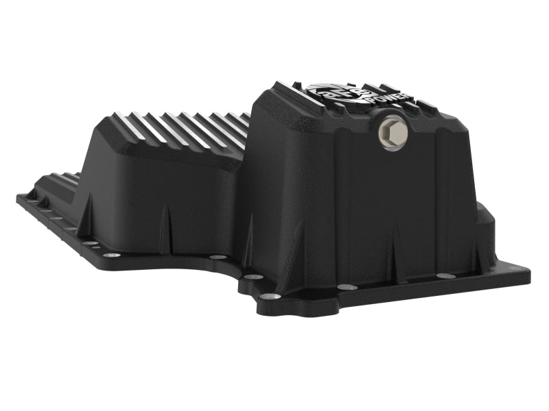 aFe 20-25 GM Trucks L6 3.0L Engine Oil Pan - Black w/ Machined Fins - 46-71440B