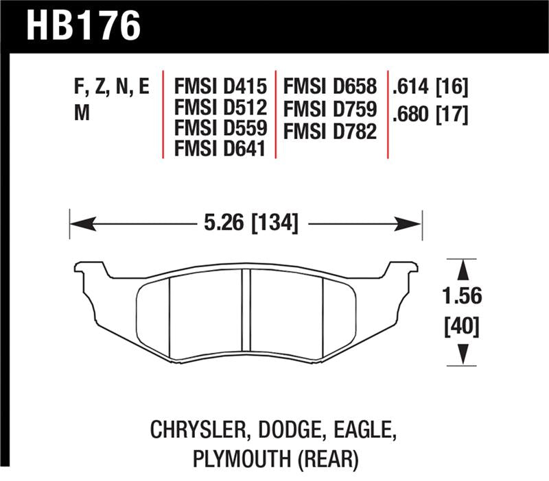 Hawk SRT4 HP+ Street Rear Brake Pads - HB176N.614